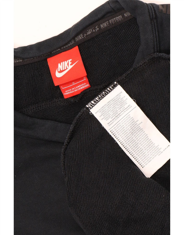 Nike Mens Graphic Sweatshirt Jumper Large Black Cotton