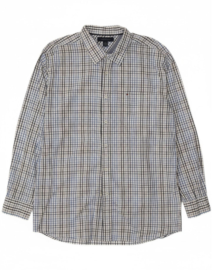 TOMMY HILFIGER Mens Shirt XL Blue Check Cotton Vintage Tommy Hilfiger and Second-Hand Tommy Hilfiger from Messina Hembry 
