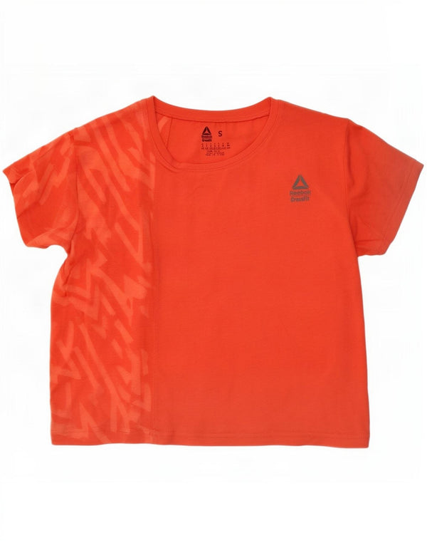 T-shirt grafica corta Adidas da donna Cross Fit UK 8/10 piccola arancione