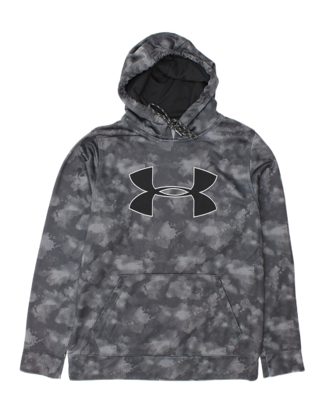 UNDER ARMOUR Mens Graphic Hoodie Jumper Small Grey Camouflage Polyester Vintage Under Armour and Second-Hand Under Armour from Messina Hembry 