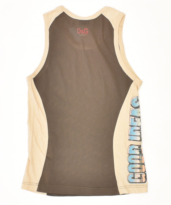 DOLCE & GABBANA Womens Slim Fit Vest Top IT 46 Large Khaki Polyester