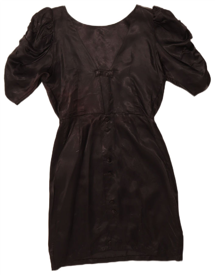 VINTAGE Womens Sheath Dress UK 12 Medium Black Acetate