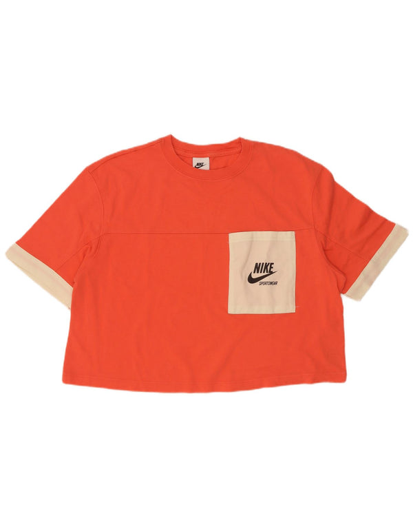 Camiseta Nike Feminina Crop Graphic Top UK 14 Médio Laranja Colourblock Algodão