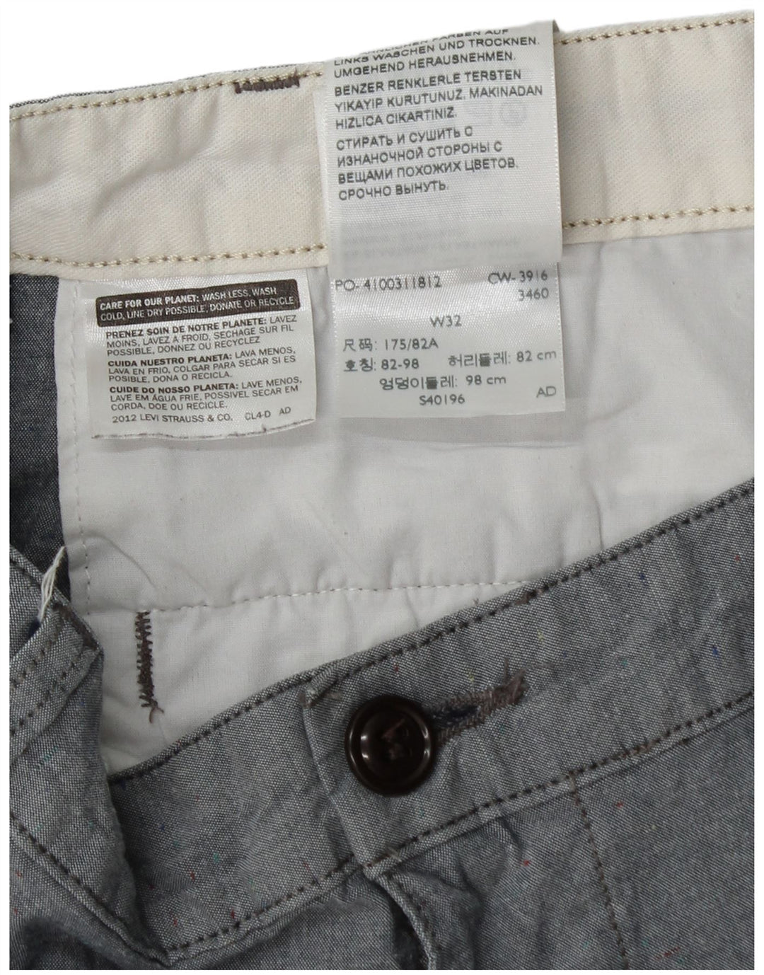 Dockers Mens Chino Shorts W32 Medium Grey Cotton