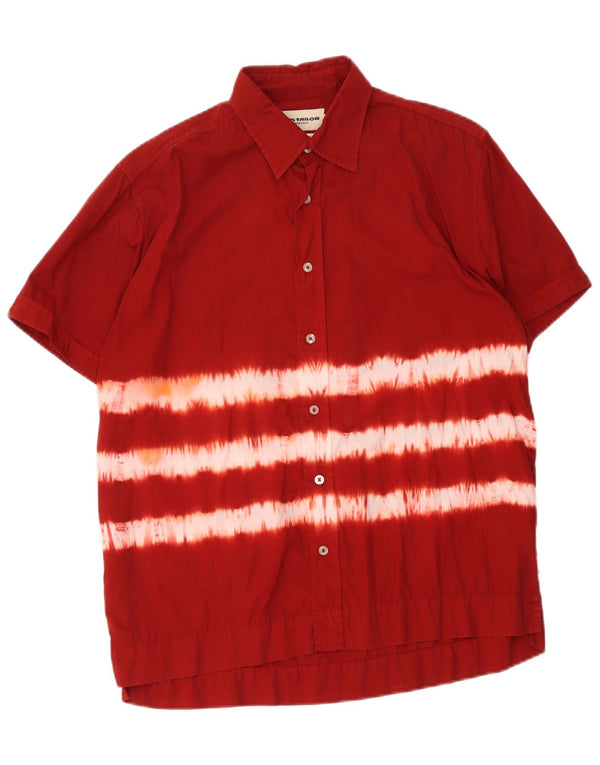 Tom Tailor Chemise à Manches Courtes Homme Rouge Moyen Tie Dye Coton