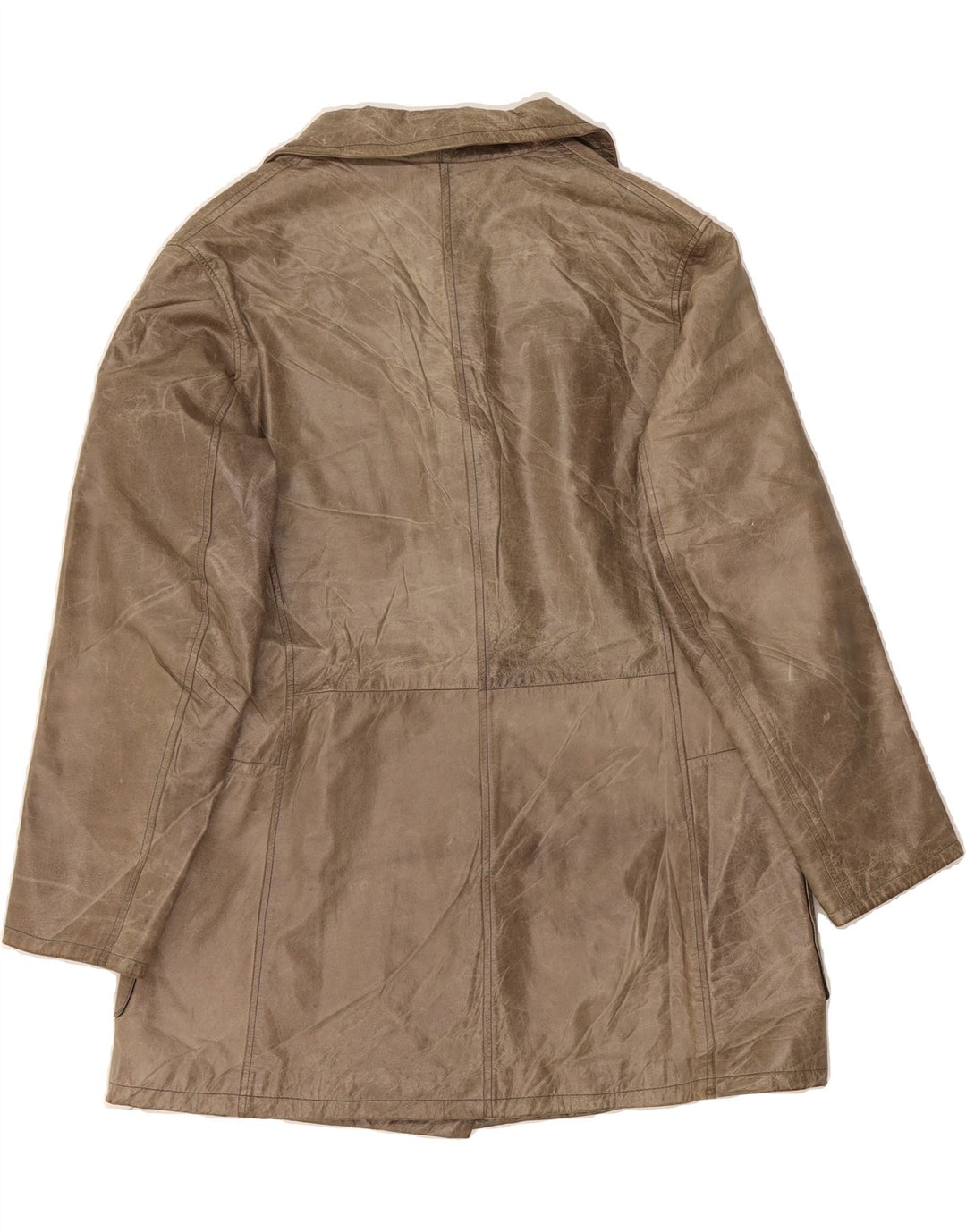 EFFEGI Womens Leather Coat UK 14 Large Beige Leather Vintage Effegi and Second-Hand Effegi from Messina Hembry 