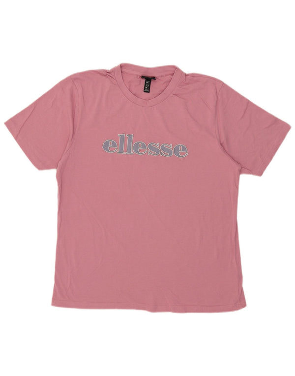 Ellesse Camiseta gráfica para mujer Top UK 46 Large Pink Cotton