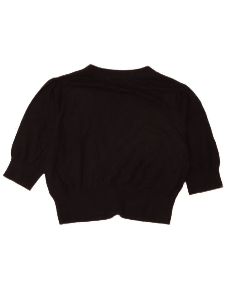Marks & Spencer Womens Crop Cardigan Sweater UK 14 Medium Black