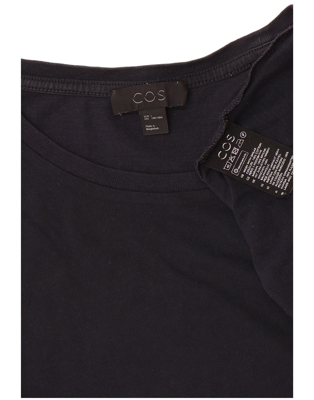 Cos Mens T-Shirt Top Large Navy Blue Cotton
