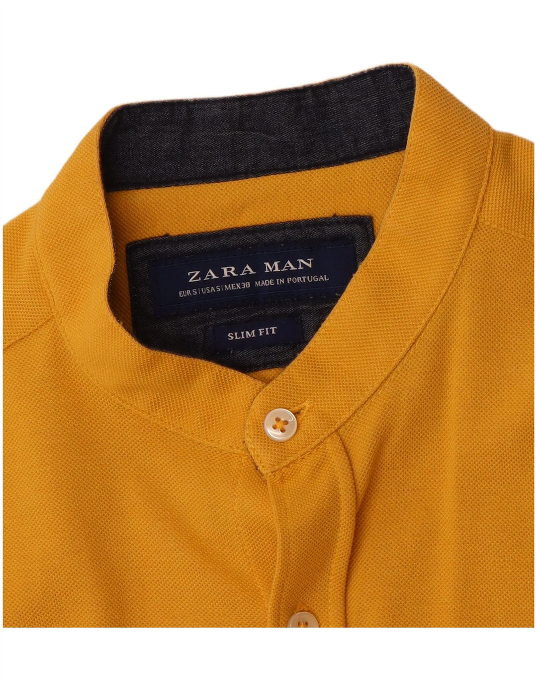 Zara Mens Short Sleeve Slim Fit Shirt Small Yellow