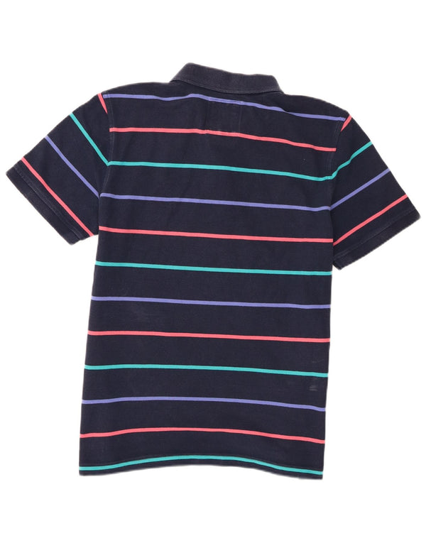 Crew Clothing Mens Polo Shirt Medium Navy Blue Striped Cotton
