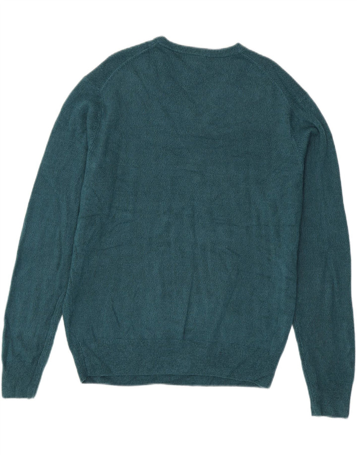 Dockers Mens V-Neck Jumper Sweater Large Blue Acrylic