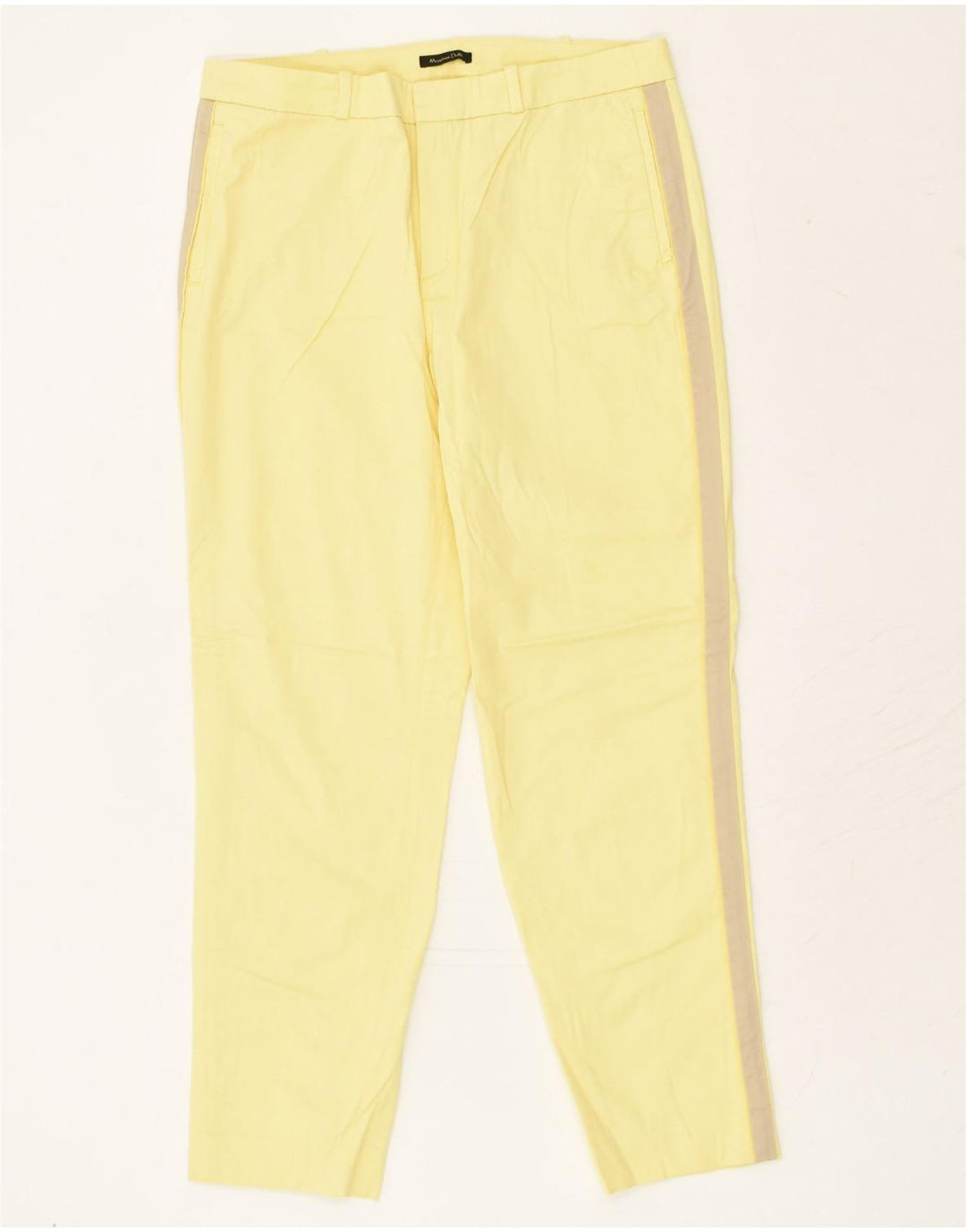 MASSIMO DUTTI Womens Slim Chino Trousers US 12 Large W34 L27 Yellow | Vintage Massimo Dutti | Thrift | Second-Hand Massimo Dutti | Used Clothing | Messina Hembry 