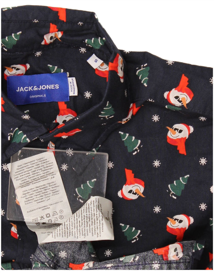 Jack & Jones Herre abstrakt mønster skjorte lille marineblå jul