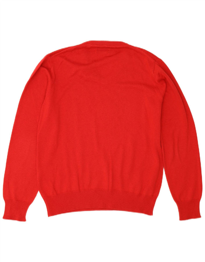 Gant Maglione da uomo con scollo a V piccolo in cotone rosso