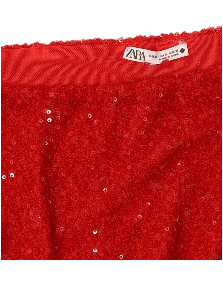 ZARA Womens Hot Pants XL W36 Red