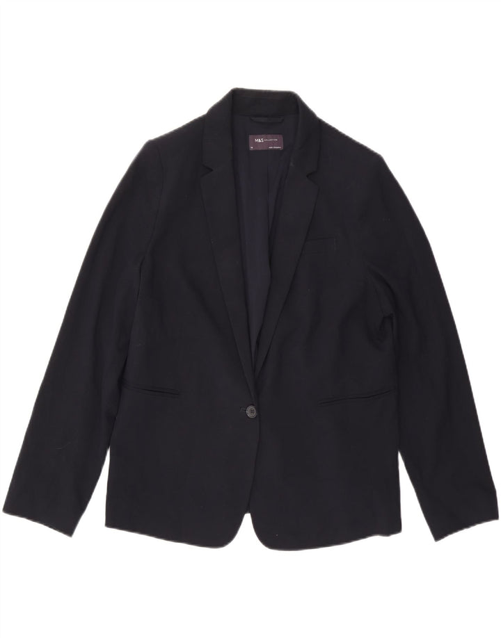 Marks & Spencer Dame 1 Knap Blazer Jacket UK 14 Large Navy Blue