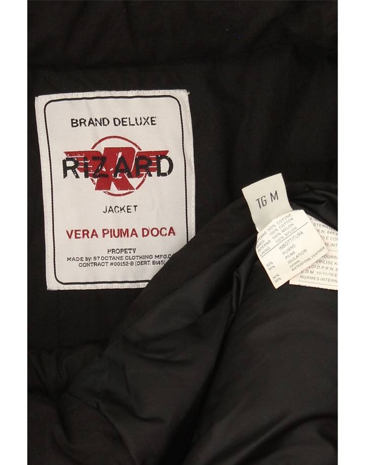 VINTAGE Mens Hooded Padded Jacket UK 38 Medium Black Nylon Vintage Vintage and Second-Hand Vintage from Messina Hembry 