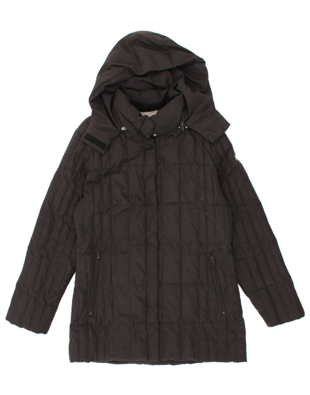 SERGIO TACCHINI Womens Hooded Padded Coat IT 46 Large Black Vintage Sergio Tacchini and Second-Hand Sergio Tacchini from Messina Hembry 