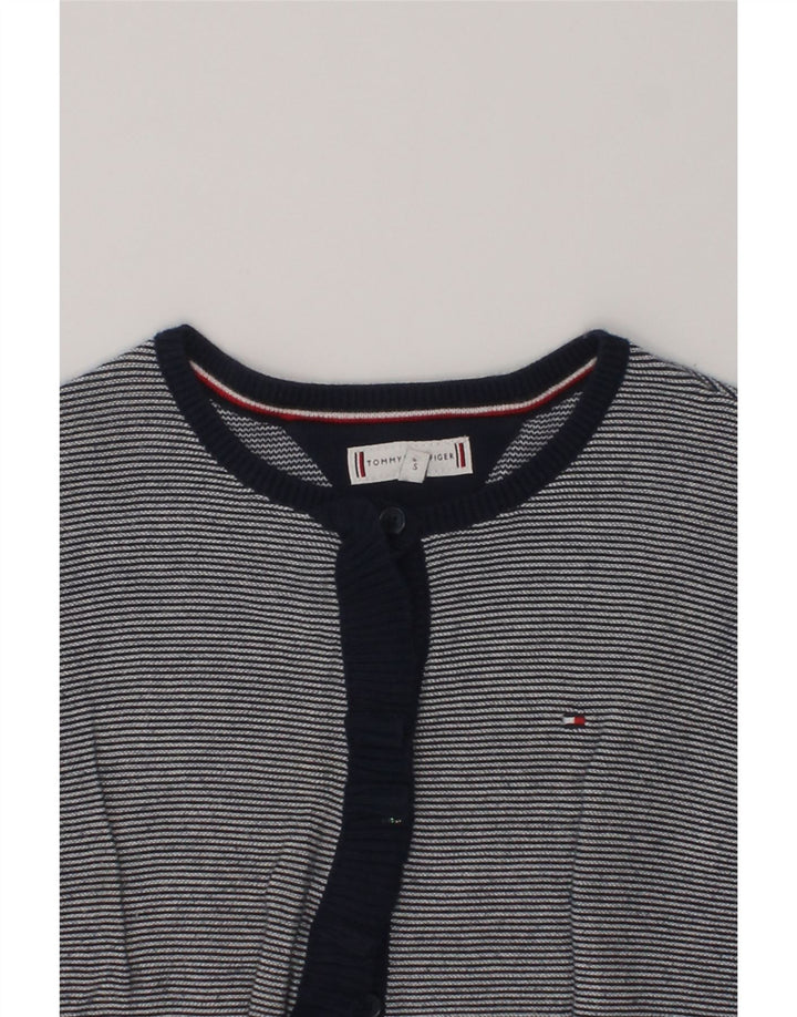 TOMMY HILFIGER Girls Cardigan Sweater 4-5 Years Navy Blue Striped Cotton | Vintage Tommy Hilfiger | Thrift | Second-Hand Tommy Hilfiger | Used Clothing | Messina Hembry 