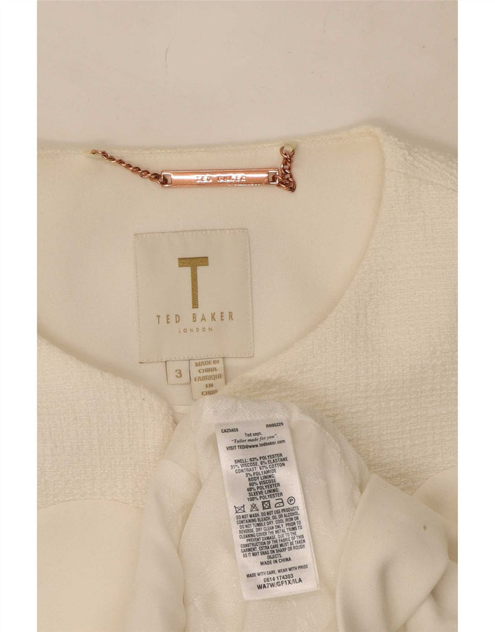 Ted Baker Womens Crop Blazer Jacket Size 3 Medium White Polyester