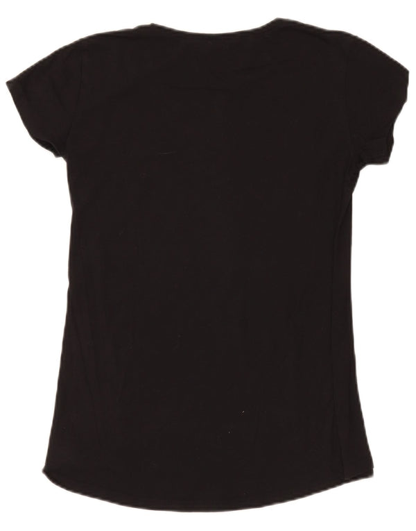 Benetton Womens Graphic T-Shirt Top UK 10 Small Schwarz