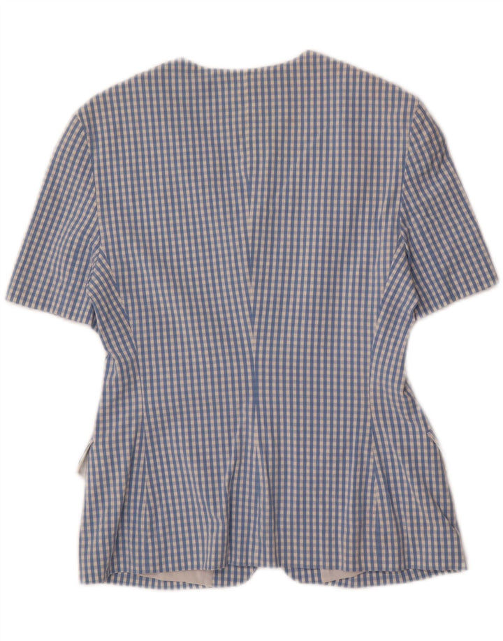 TAIFUN Womens Short Sleeve Blazer Jacket EU 38 Medium Blue Gingham Vintage Taifun and Second-Hand Taifun from Messina Hembry 