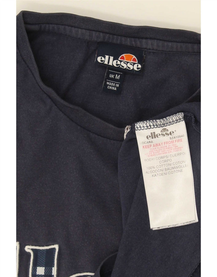 Ellesse Mens Graphic T-Shirt Top Medium Navy Blue Cotton