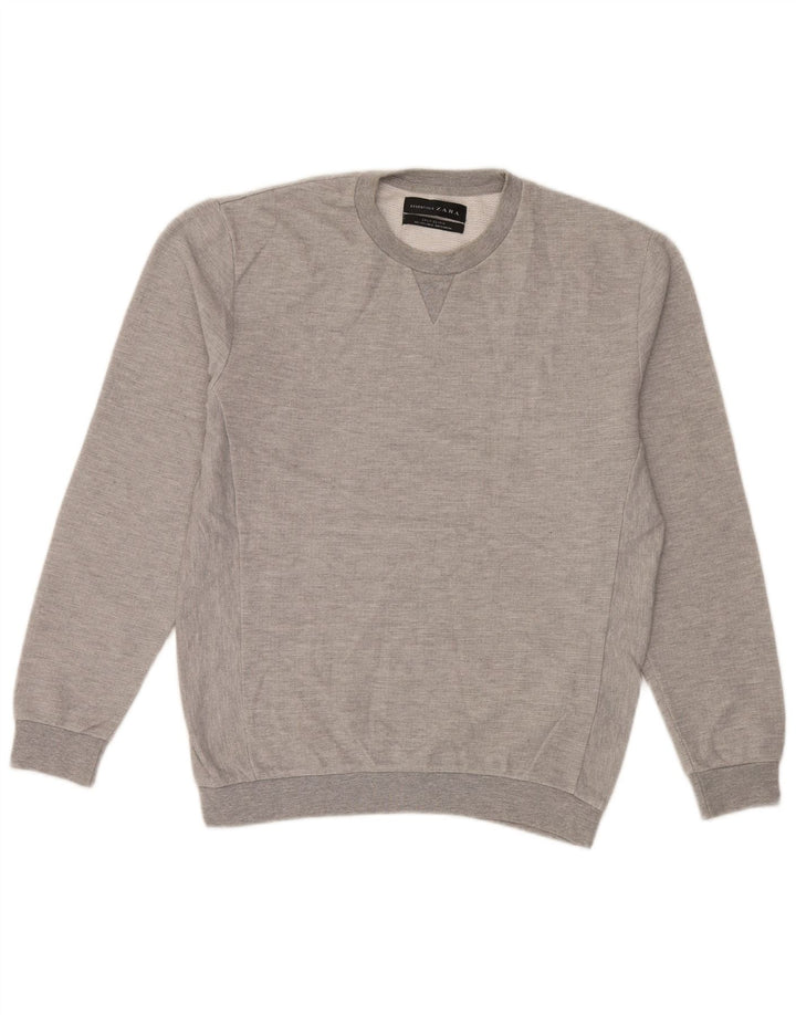 Męski sweter Zara, duży, szary, bawełniany
