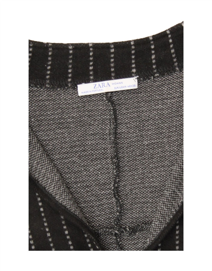 Zara Womens Oversized Shift Dress UK 14 Medium Black Striped Acrylic