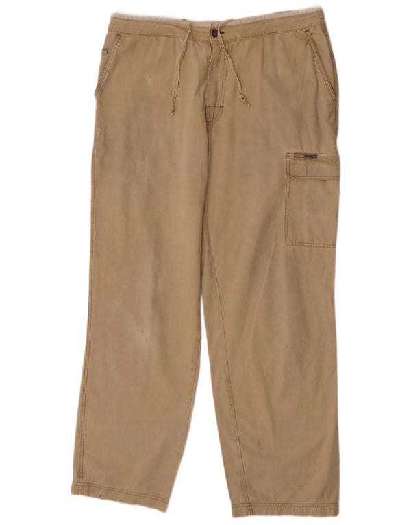Quiksilver Mens Straight Cargo Trousers XL W38 L32 Beige Cotton