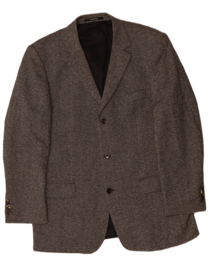 KARL LAGERFELD Mens 3 Button Blazer Jacket UK 40 Large Grey Wool