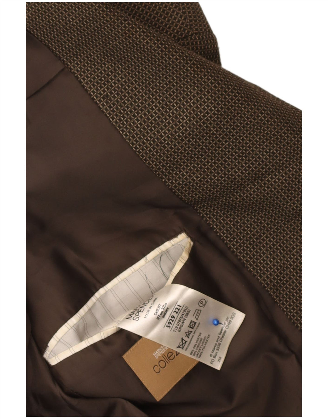Marks & Spencer Veste blazer à 2 boutons pour homme UK 38 Marron moyen à carreaux
