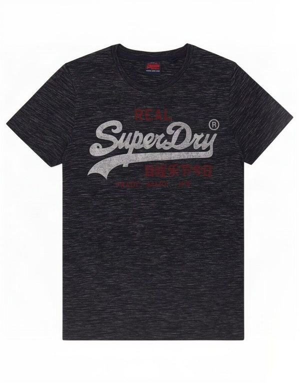 Superdry Homme T-Shirt Graphique Haut Large Bleu Marine Moucheté Coton