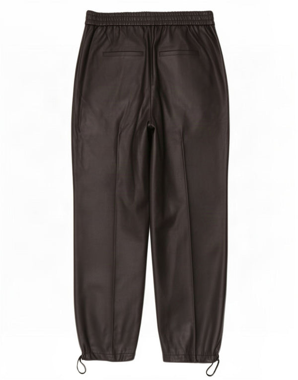 Zara Pantalon de jogging en similicuir pour femme Medium W32 L26 Polyuréthane noir