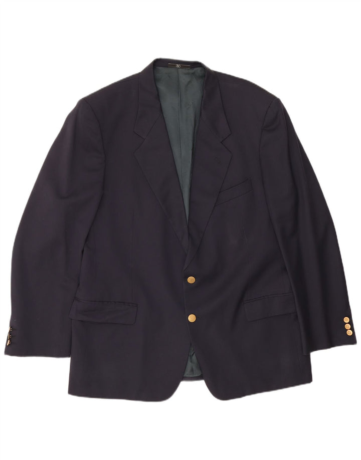 Valentino Veste Blazer 2 Boutons Homme IT 56 3XL Bleu Marine Laine Vierge