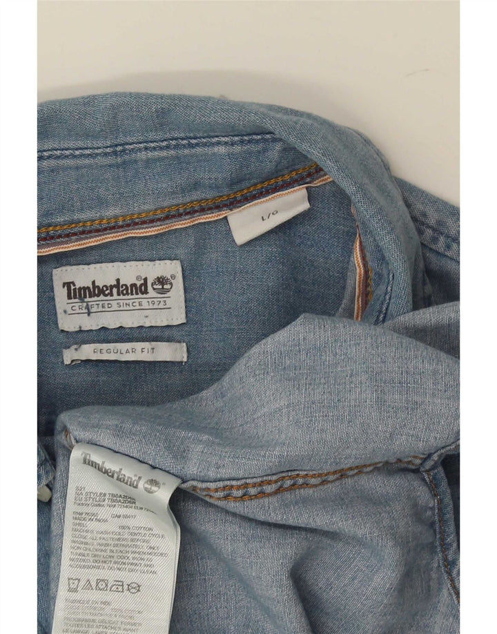 Timberland Mens Regular Fit Denim Shirt Large Blue Cotton