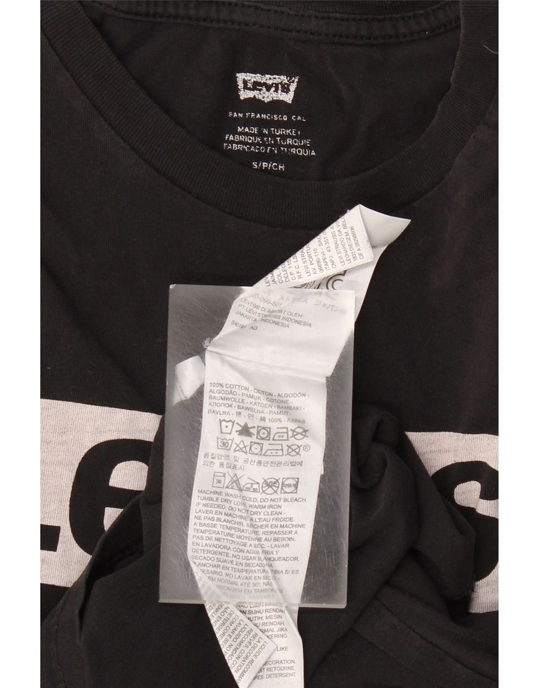 LEVI'S Mens Graphic T-Shirt Top Small Black Cotton Vintage Levi's and Second-Hand Levi's from Messina Hembry 