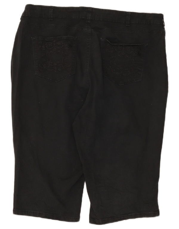 Lee Damen Curvy Fit High Waist Casual Shorts US 22 3XL W44 Schwarze Baumwolle