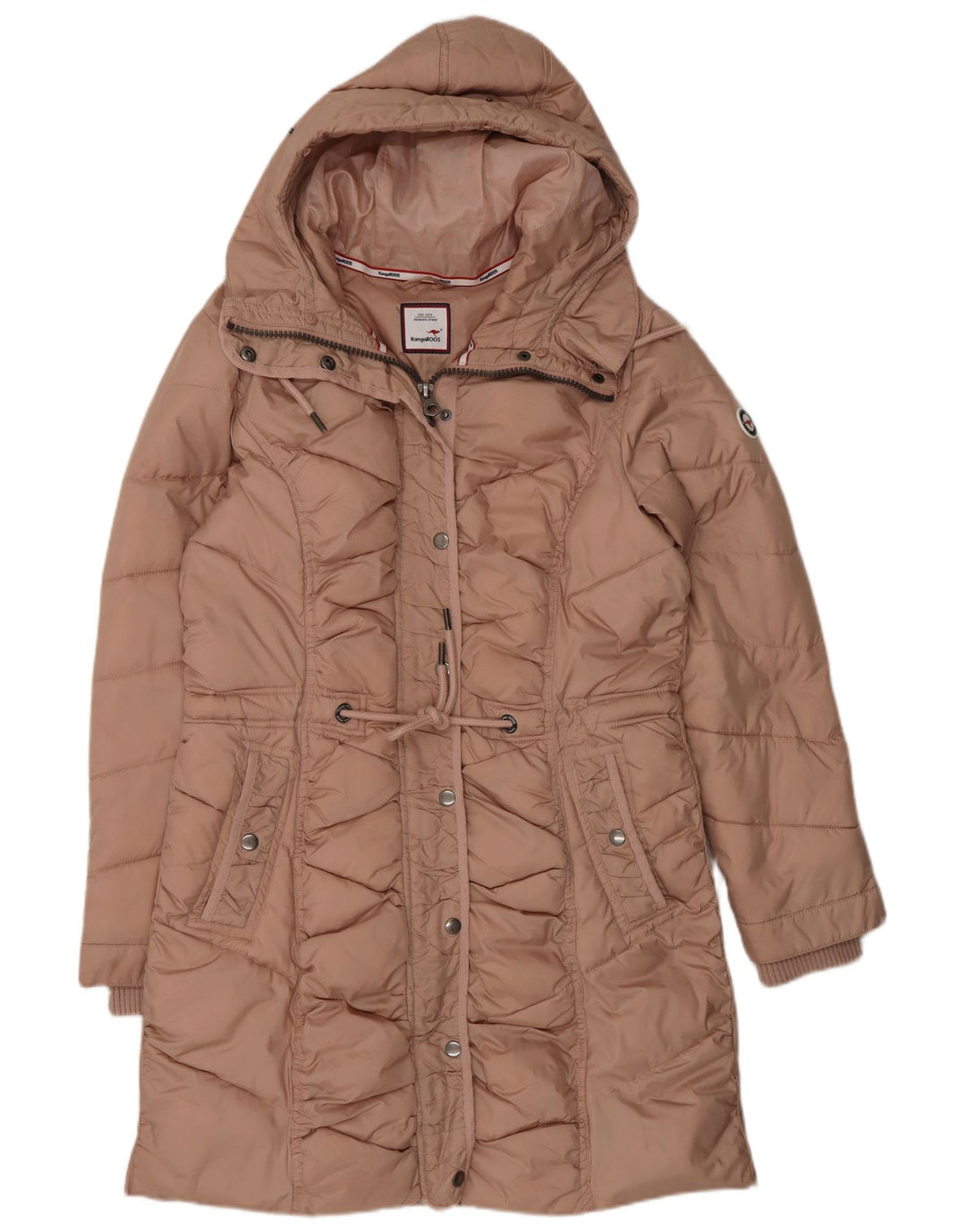 Kangaroos Womens Hooded Padded Jacket UK 12 Medium Pink Polyacrylic