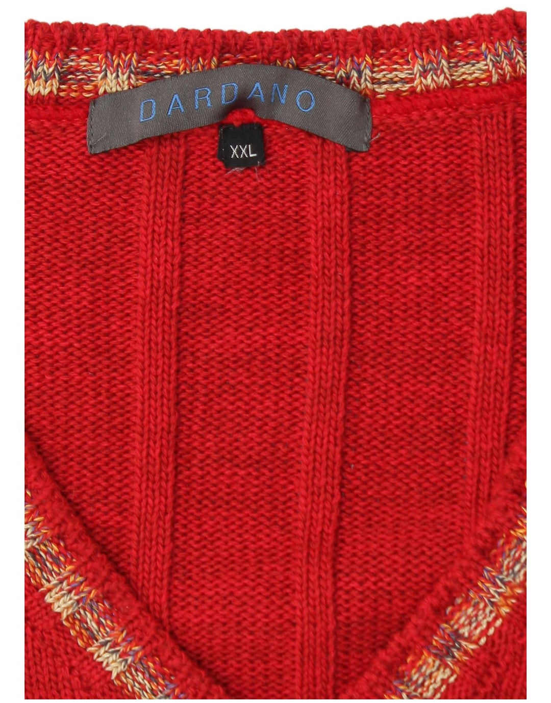 Dardano Mens V-Neck Jumper Sweater 2XL Red Wool