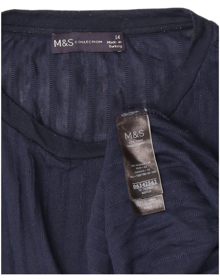Marks & Spencer Womens Oversized Top Long Sleeve UK 14 Large Navy Blue