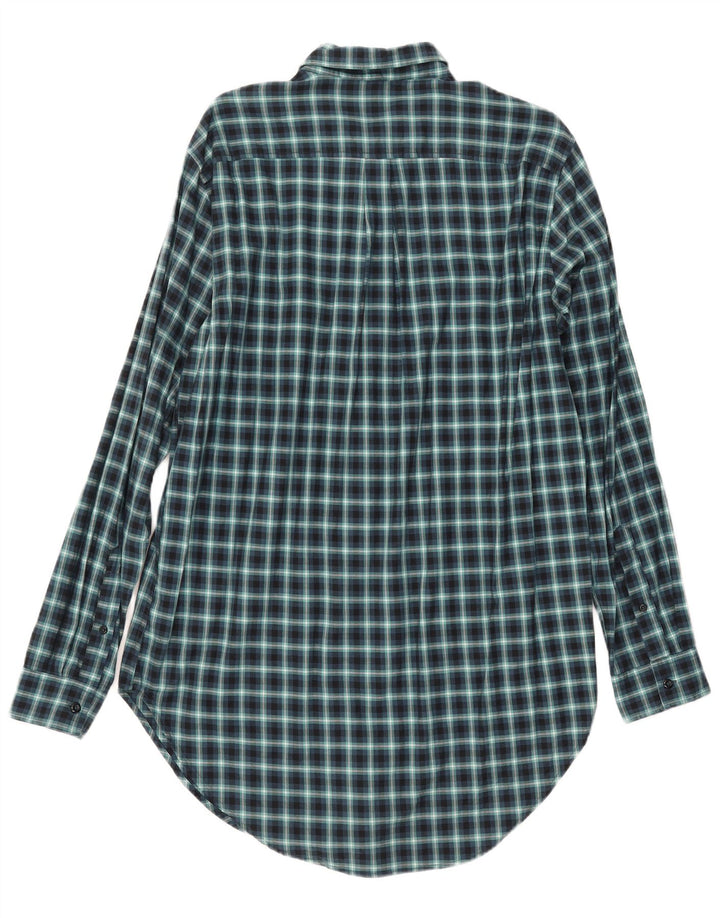 Benetton Mens Tall Flannel Shirt Large Navy Blue Gingham