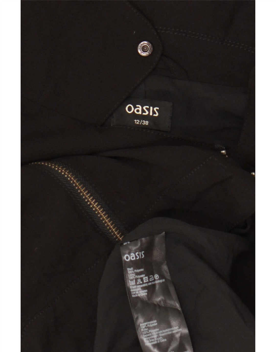 Chaqueta motera corta para mujer Oasis UK 40 Mediana Poliéster negro