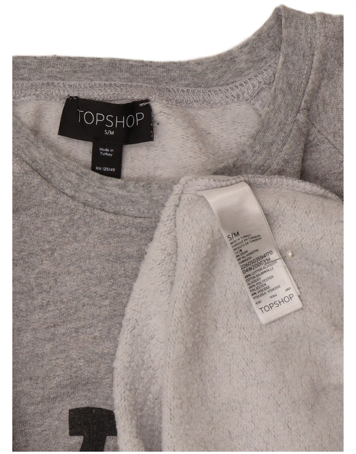 Topshop Mens Graphic Sweatshirt Jumper Small Grey Cotton
