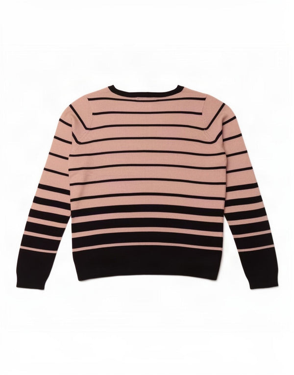 Maglione da donna con scollo a V Marks & Spencer UK 14 a righe grandi rosa