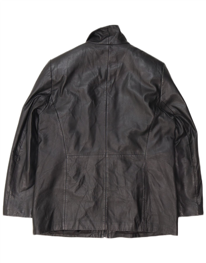 GERRY WEBER Womens Leather Coat UK 16 Large Black Leather