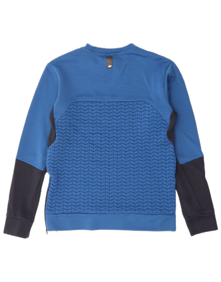 NEW BALANCE Mens Sweatshirt Jumper Small Blue Colourblock Polyester
