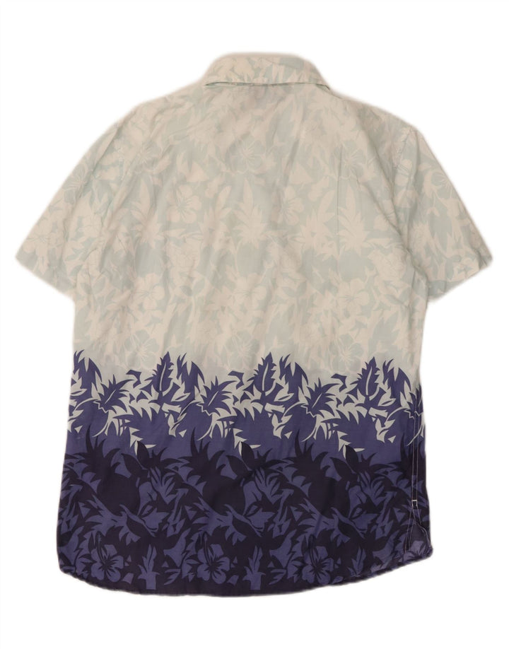 GAS Mens Short Sleeve Shirt Medium Blue Floral Cotton Vintage Gas and Second-Hand Gas from Messina Hembry 