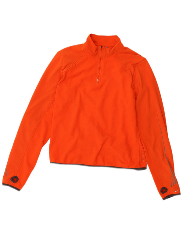 Nike Damen Therma-Fit Zip Neck Fleece Pullover UK 16/18 XL Orange Polyester
